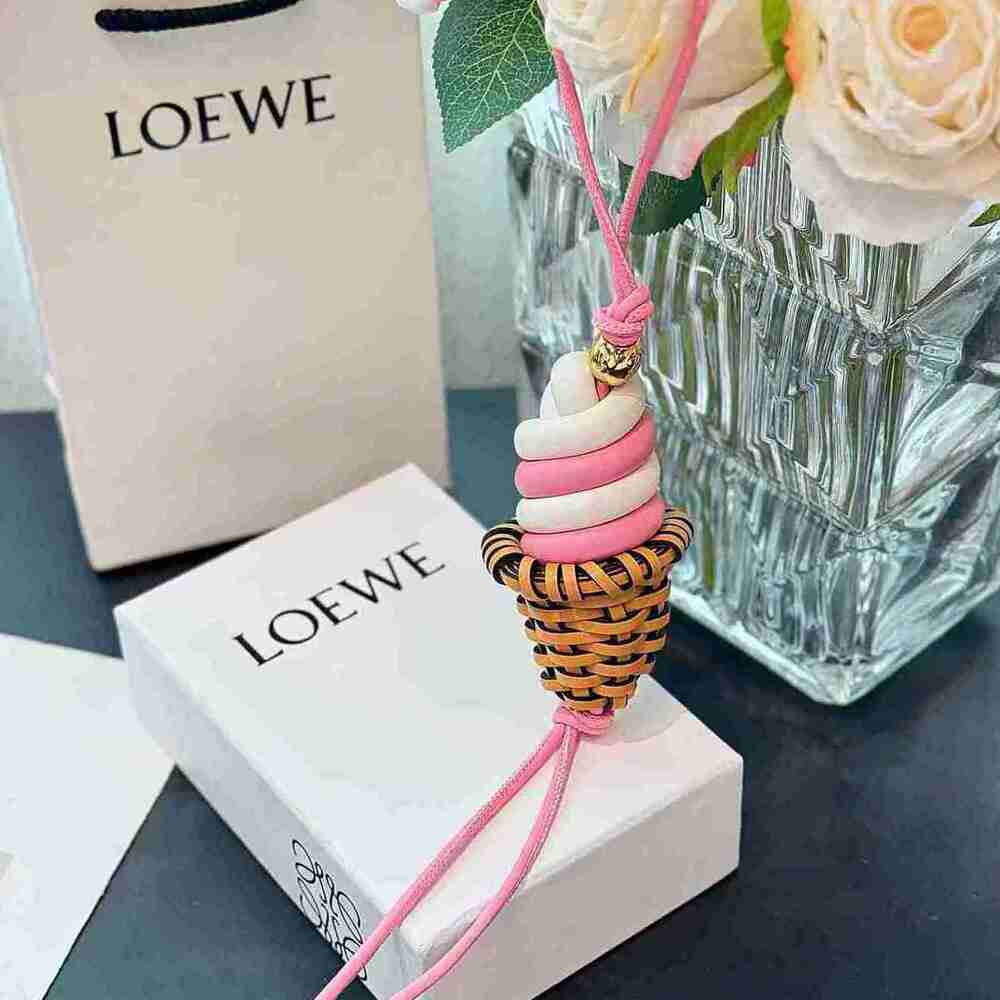 Loewe Inspired Woven Pinecone Bag Charm Pink Cord Fruit Pendant Bag Accessory - Picture 5 of 5